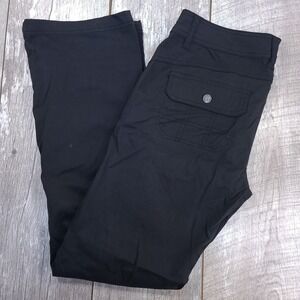 Prana Womens Halle Roll Up Pant Size 10 Black Zion Low Rise Pull On Stretch